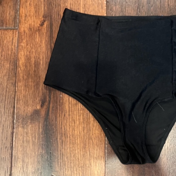 AMERICAN APPAREL SWIM WOMEN’S HIGH-RISE BIKINI BOTTOMS, SIZE LARGE, BLACK - Picture 3 of 5